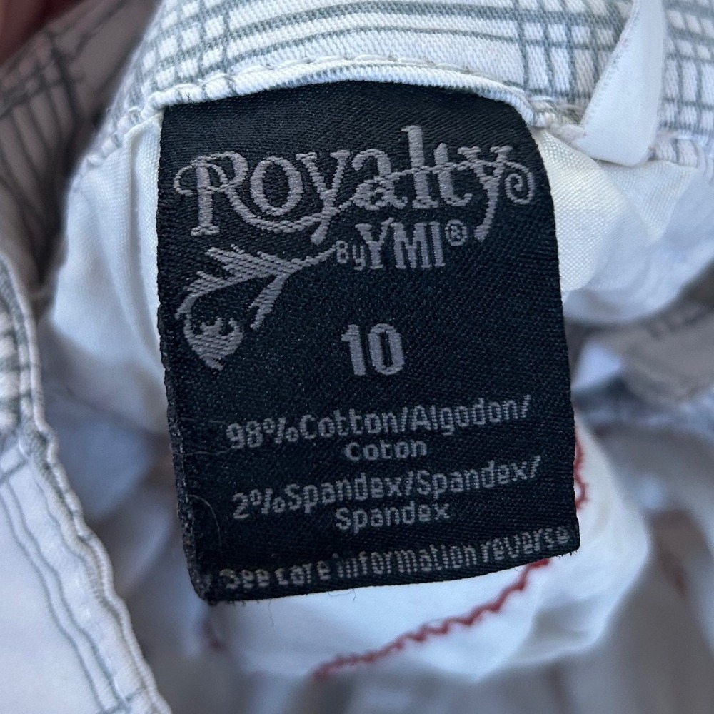 Y2K Plaid Womens White Grey Plaid Stretch Cotton Cuffed Shorts Size 10 - Picture 6 of 9